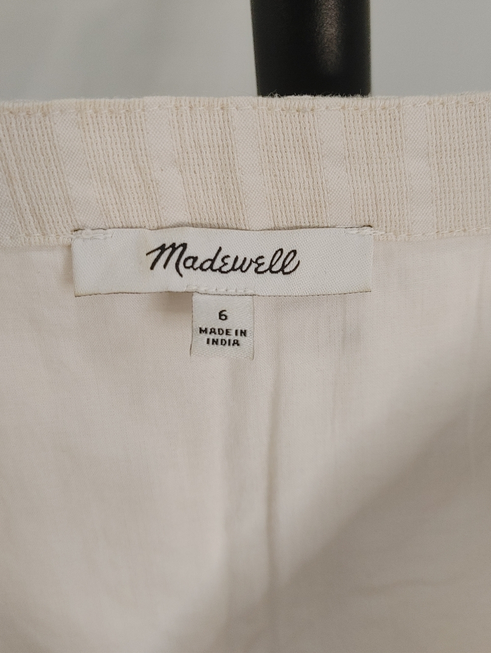 Madewell Cream Textured Button Front Midi Dress Size 6 Puff Sleeve - Picture 4 of 11